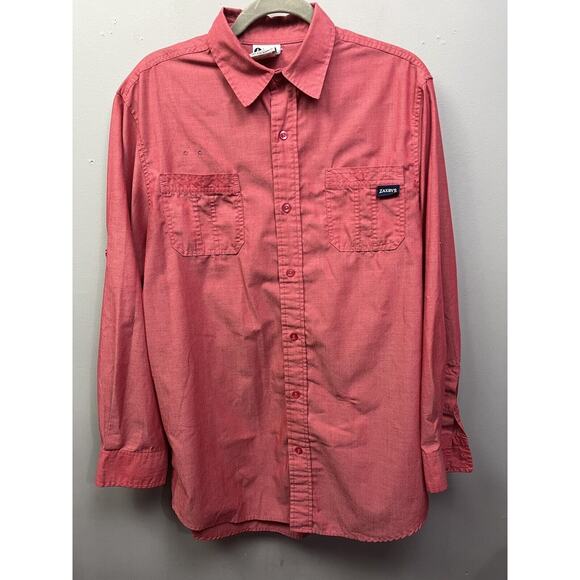 Zaxbys Employee Shirt Mens medium‎ Button front Pockets Red Long sleeve - Picture 1 of 6